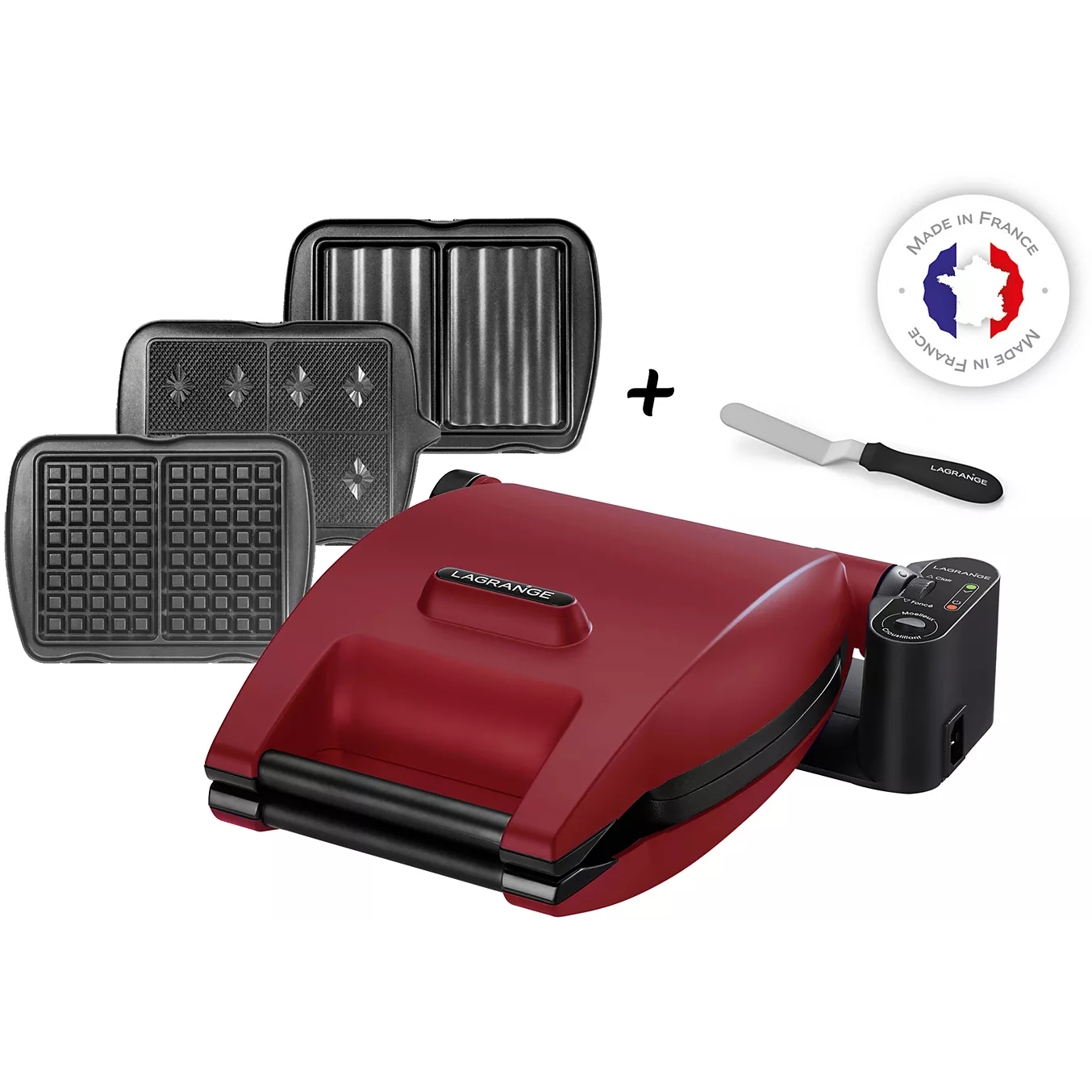 Croq/Gauf/Gril LAGRANGE Premium + Spatule + 3 plaques